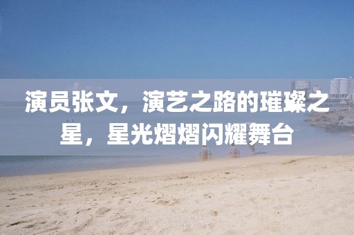 演員張文，演藝之路的璀璨之星，星光熠熠閃耀舞臺