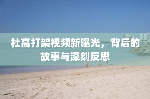 杜高打架視頻新曝光，背后的故事與深刻反思