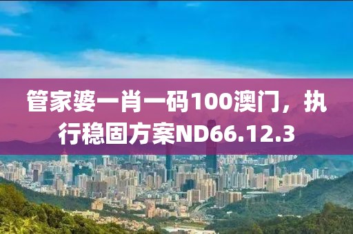 管家婆一肖一碼100澳門，執(zhí)行穩(wěn)固方案ND66.12.3