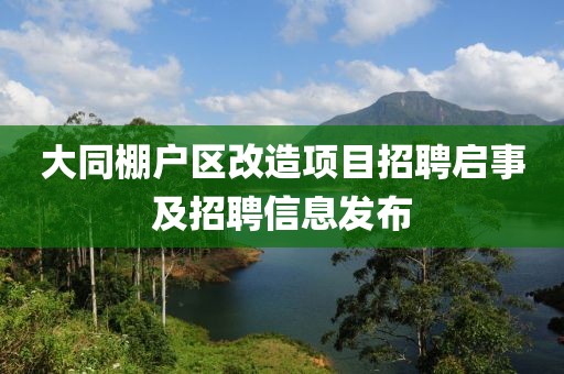 大同棚戶區(qū)改造項(xiàng)目招聘啟事及招聘信息發(fā)布